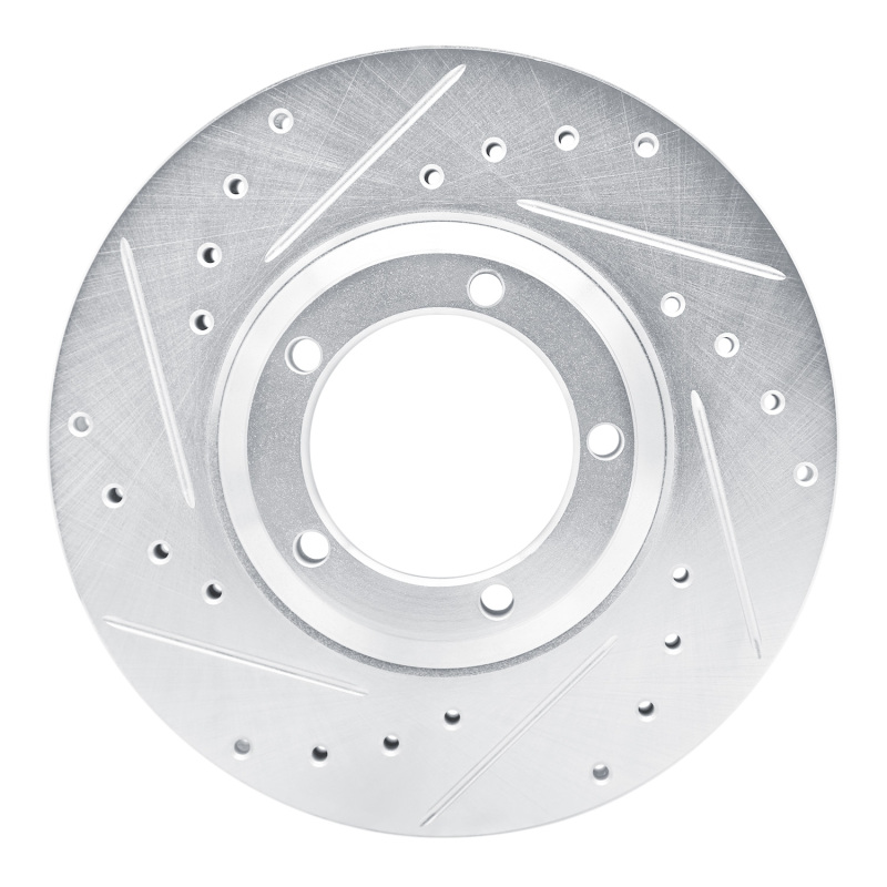 Dodge H100 Brake Rotor (1) - Front Left - R1 Concepts - Drilled & Slotted - Silver - `03-`05